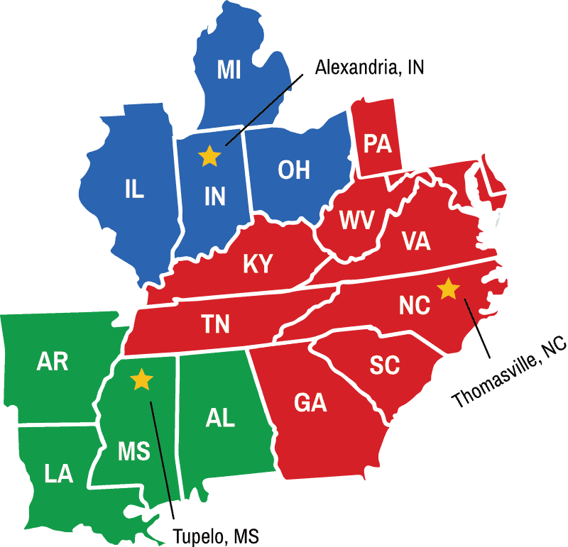Murrow's Service Map - Southeast Region
