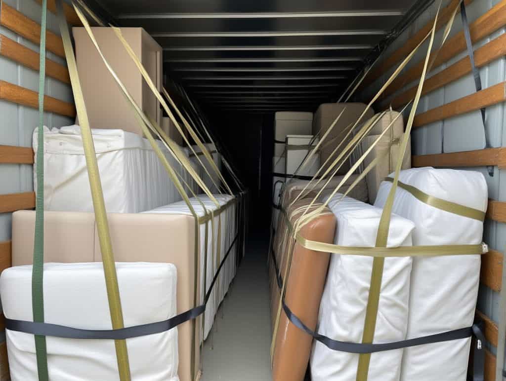 Furniture secured inside trailer designed for safe transportation